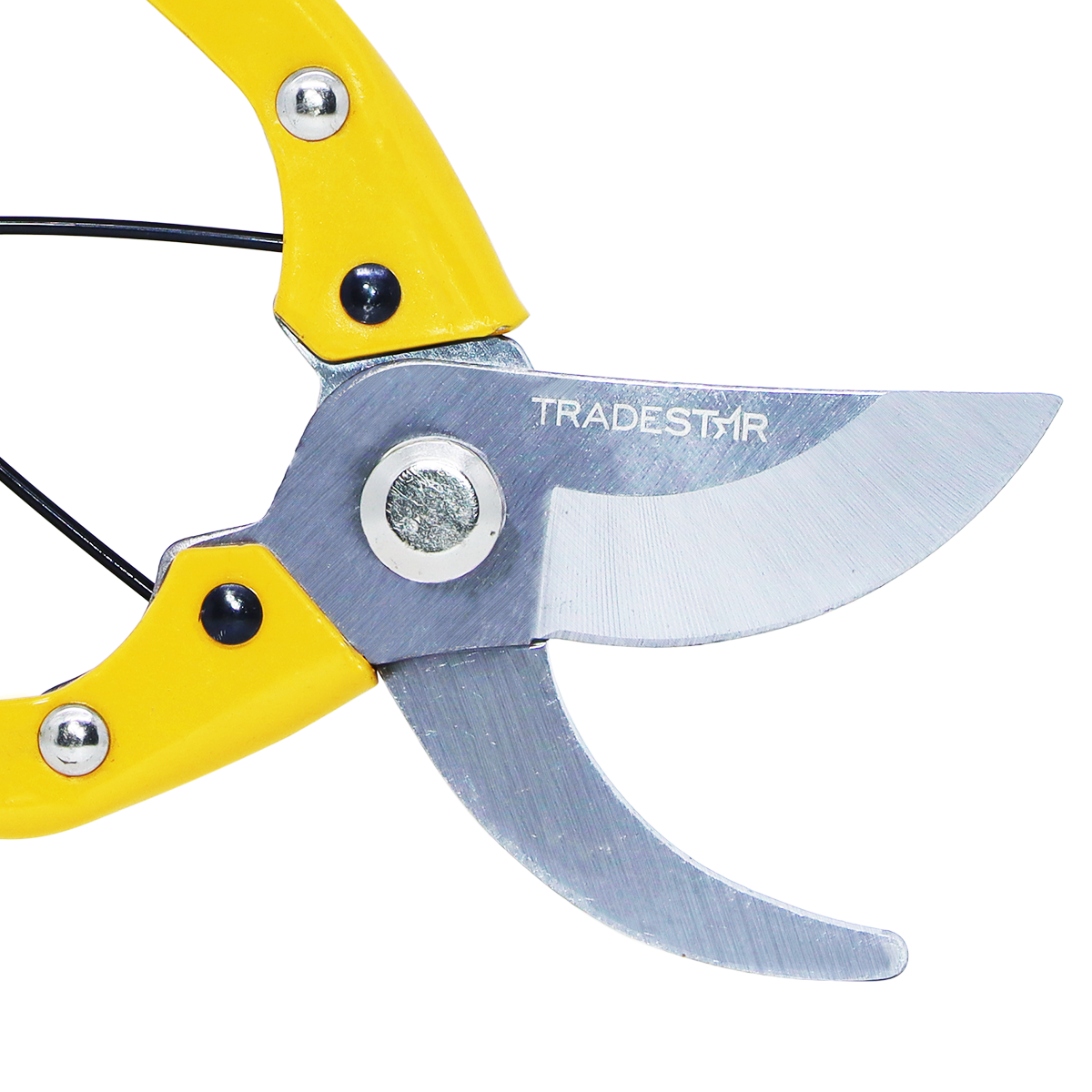 Tesoura de Poda Jardim Árvores Pequenas 8" C/ Mola Tradestar - Ferramenta de jardinagem profissional para podar árvores pequenas, plantas e manutenção de jardins. Tesoura bypass com lâminas afiadas e cabo ergonômico amarelo, ideal para jardineiros, paisagistas e horticultores.