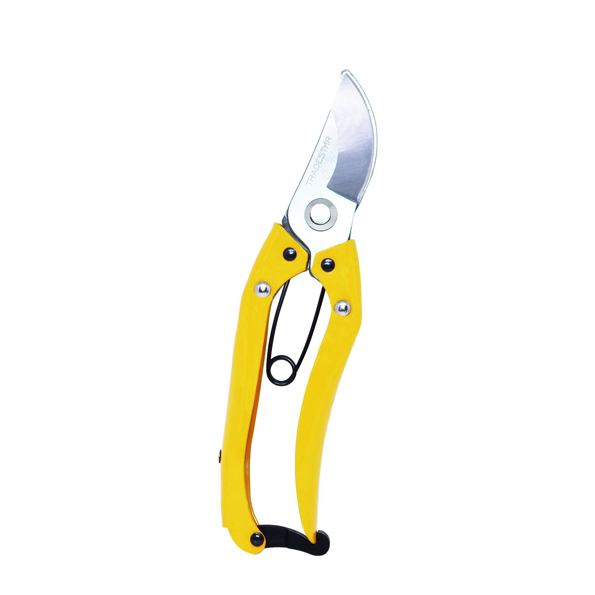 Tesoura de Poda Jardim Árvores Pequenas 8" C/ Mola Tradestar - Tesoura de jardinagem amarela para podar árvores e plantas pequenas, ideal para jardinagem residencial e paisagismo. Ferramenta de corte precisa e eficiente para jardineiros e paisagistas.