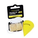Prumo de Parede Tradestar 400g em aço, corda de nylon e taco de madeira, ideal para alinhamento vertical em construção e marcenaria. Ferramenta de precisão para nivelamento e prumo de paredes e estruturas.
