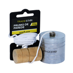 Prumo de Parede Tradestar 750g em aço, com corda de nylon e taco de madeira. Ferramenta para alinhamento vertical em construções e reformas. Ideal para nivelamento preciso de paredes e estruturas.