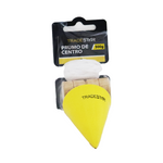 Prumo Centro Tradestar 300g em aço com corda de nylon e taco de madeira, ideal para alinhamento e nivelamento em construção civil e marcenaria. Ferramenta de precisão para garantir verticalidade em estruturas.