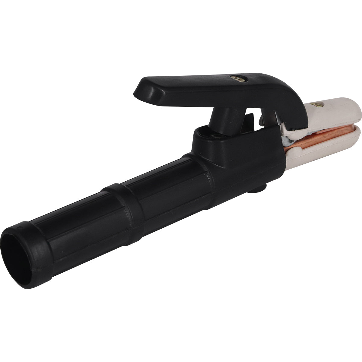 Porta Suporte Garra Eletrodo 500A Tradestar para soldagem industrial, ideal para altas correntes. Alicate porta eletrodo resistente e confiável para trabalhos pesados.