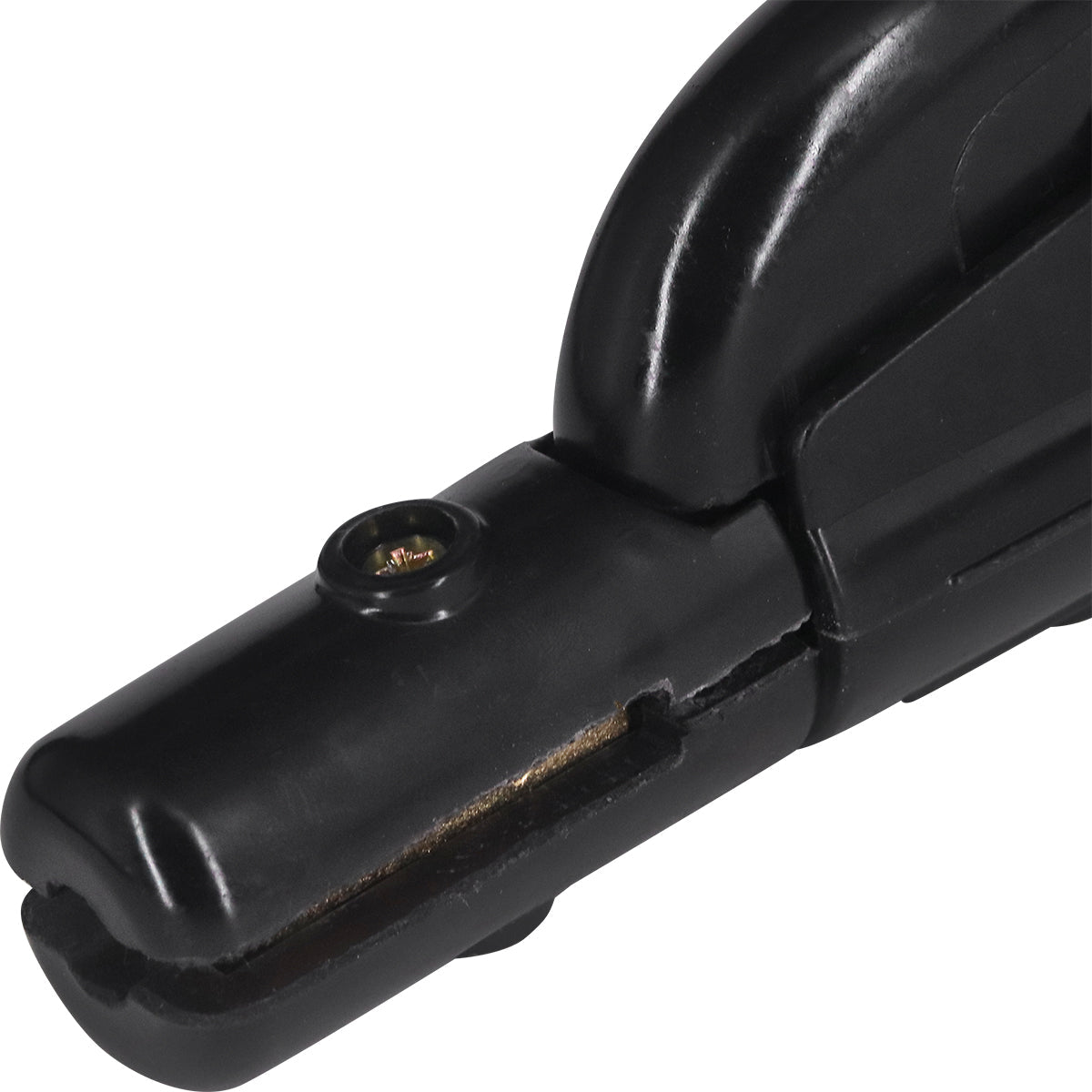 Porta Suporte Garra Eletrodo Pro 500A Tradestar para solda, preto, detalhe da garra e conexão para eletrodo, ideal para soldagem industrial e uso profissional.