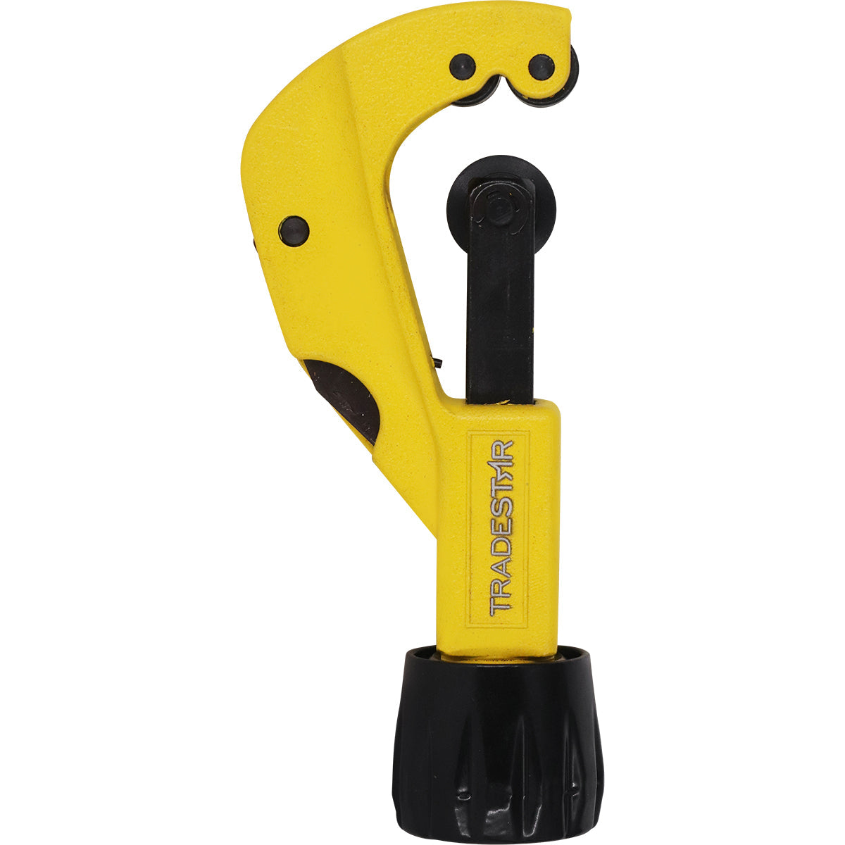 Cortador de Cano de Cobre Alumínio Metal 3 a 32mm Tradestar com Escareador - Ferramenta manual amarela e preta para corte preciso de tubos em instalações hidráulicas e elétricas.