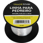 Linha para pedreiro de nylon lisa branca Tradestar 0,8mm x 50m, ideal para construção civil. Kit com 2 unidades, resistente e durável para marcação e alinhamento em obras.  51101