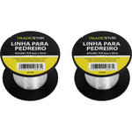 Linha para pedreiro nylon lisa branca Tradestar 0,8mm x 50m - ideal para marcação e alinhamento em obras. Kit com 2 unidades, alta resistência e durabilidade. Ferramenta essencial para pedreiros e construtores.