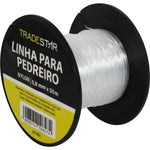 Linha para pedreiro nylon lisa branca Tradestar 0,8mm x 50m - Ideal para marcação e alinhamento em obras de construção civil. Kit com 2 unidades.