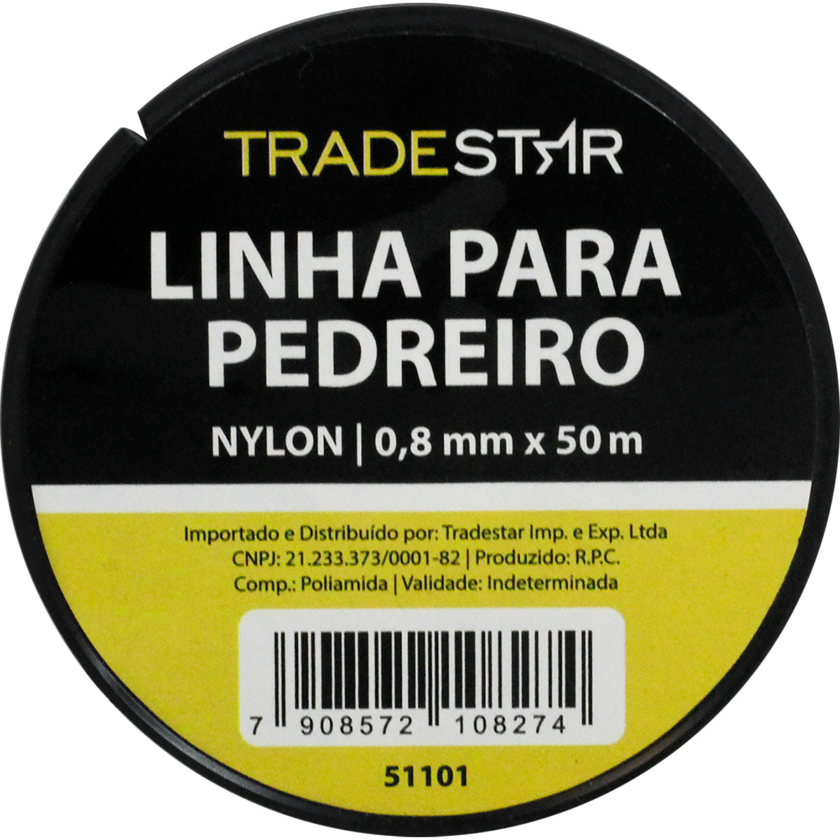 Linha para pedreiro nylon lisa branca Tradestar 0,8mm x 50m - Ideal para construção civil, marcação e alinhamento. Kit com 2 unidades.