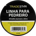 Linha para pedreiro nylon lisa branca Tradestar 0,8mm x 50m - Ideal para construção civil, marcação e alinhamento. Kit com 2 unidades.