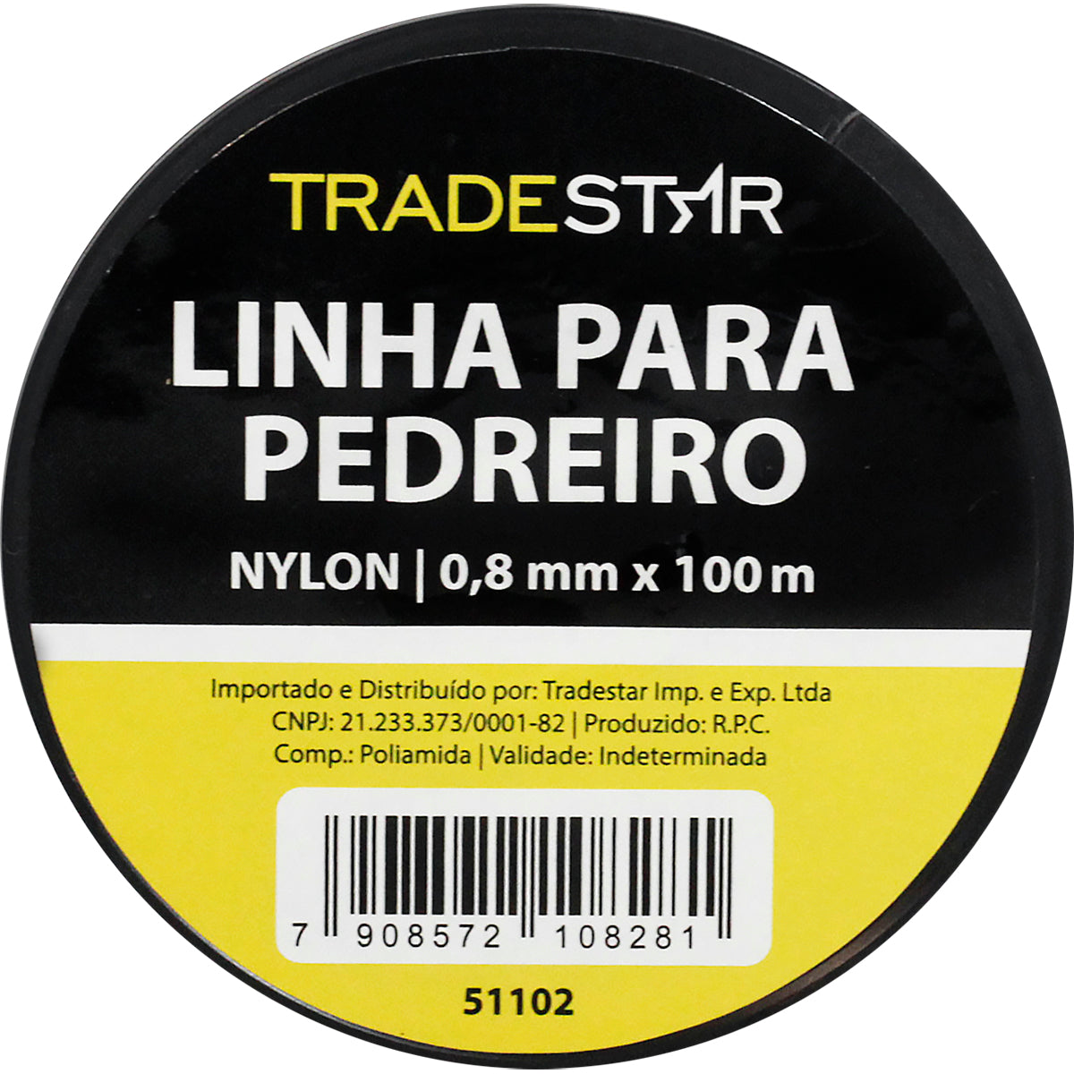 Linha para pedreiro de nylon lisa Tradestar 0,8mm x 100m branca, ideal para marcação e alinhamento em obras de construção civil. Resistente e durável, perfeita para pedreiros e construtores. Produto original, com garantia.
