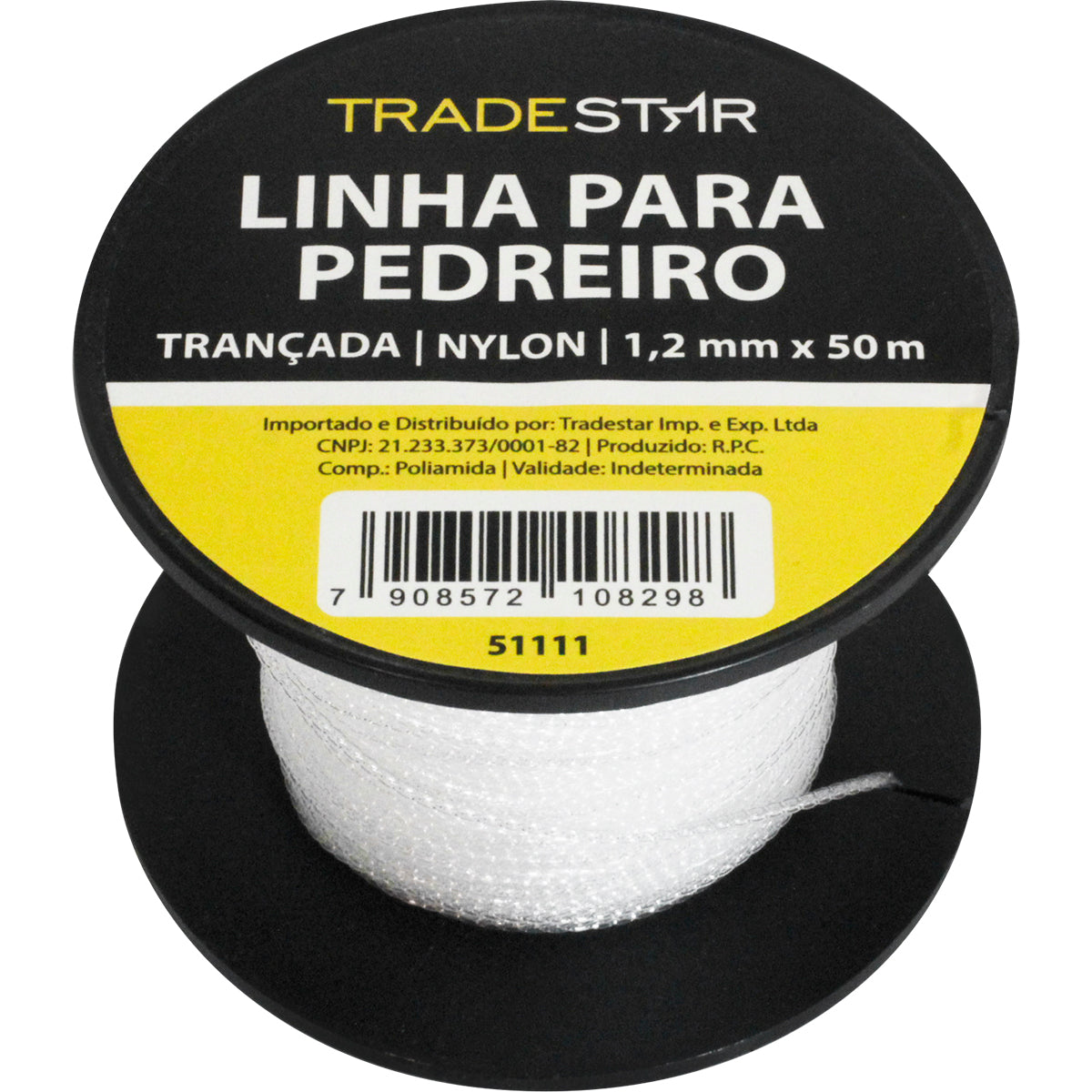 Linha Pedreiro Nylon Trançada 0,8MMx50M Bca C/ 2 Tradestar - Ideal para marcação precisa em obras, alta resistência e durabilidade. Perfeita para alinhamento em alvenaria, nivelamento e prumo. Kit com 2 unidades, produto original com garantia.