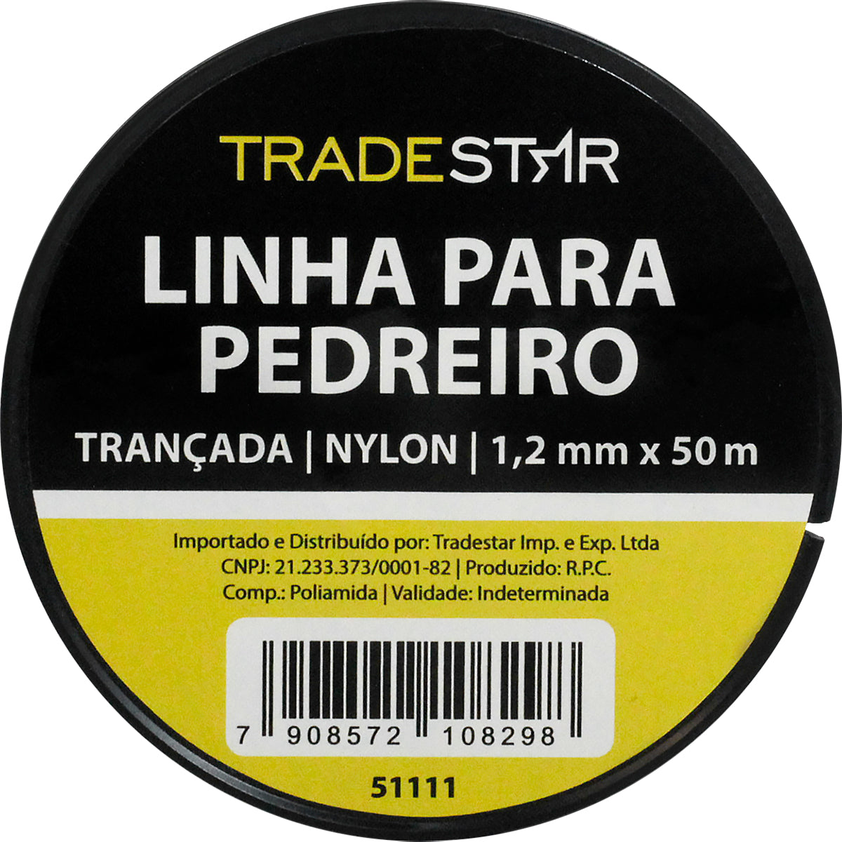 Linha para pedreiro nylon trançada 0,8mm x 50m branca Tradestar - ideal para marcação em obras de construção civil. Kit com 2 unidades, alta resistência e durabilidade.