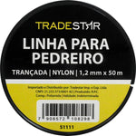 Linha para pedreiro nylon trançada 0,8mm x 50m branca Tradestar - ideal para marcação em obras de construção civil. Kit com 2 unidades, alta resistência e durabilidade.