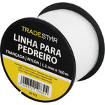 Linha para pedreiro nylon trançada 0,8mm x 100m branca Tradestar - Ideal para marcação e alinhamento em obras, resistente e durável. Kit com 2 unidades.