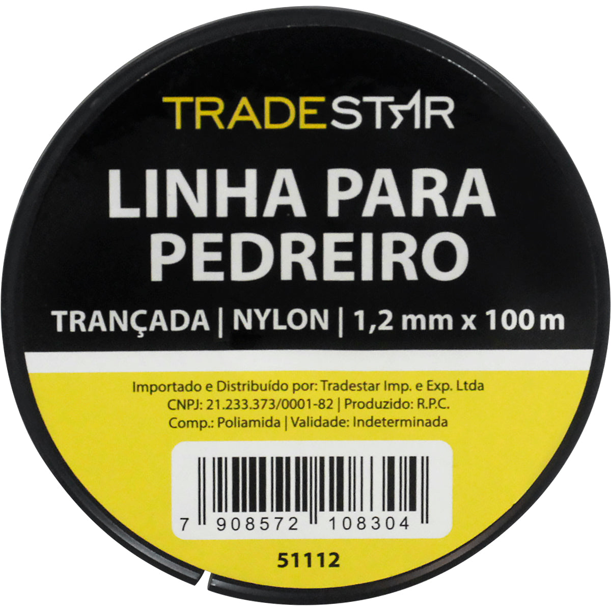 Linha para pedreiro nylon trançada Tradestar 0,8mm x 100m branca, ideal para marcação e alinhamento em construções. Kit com 2 unidades, resistente e durável.