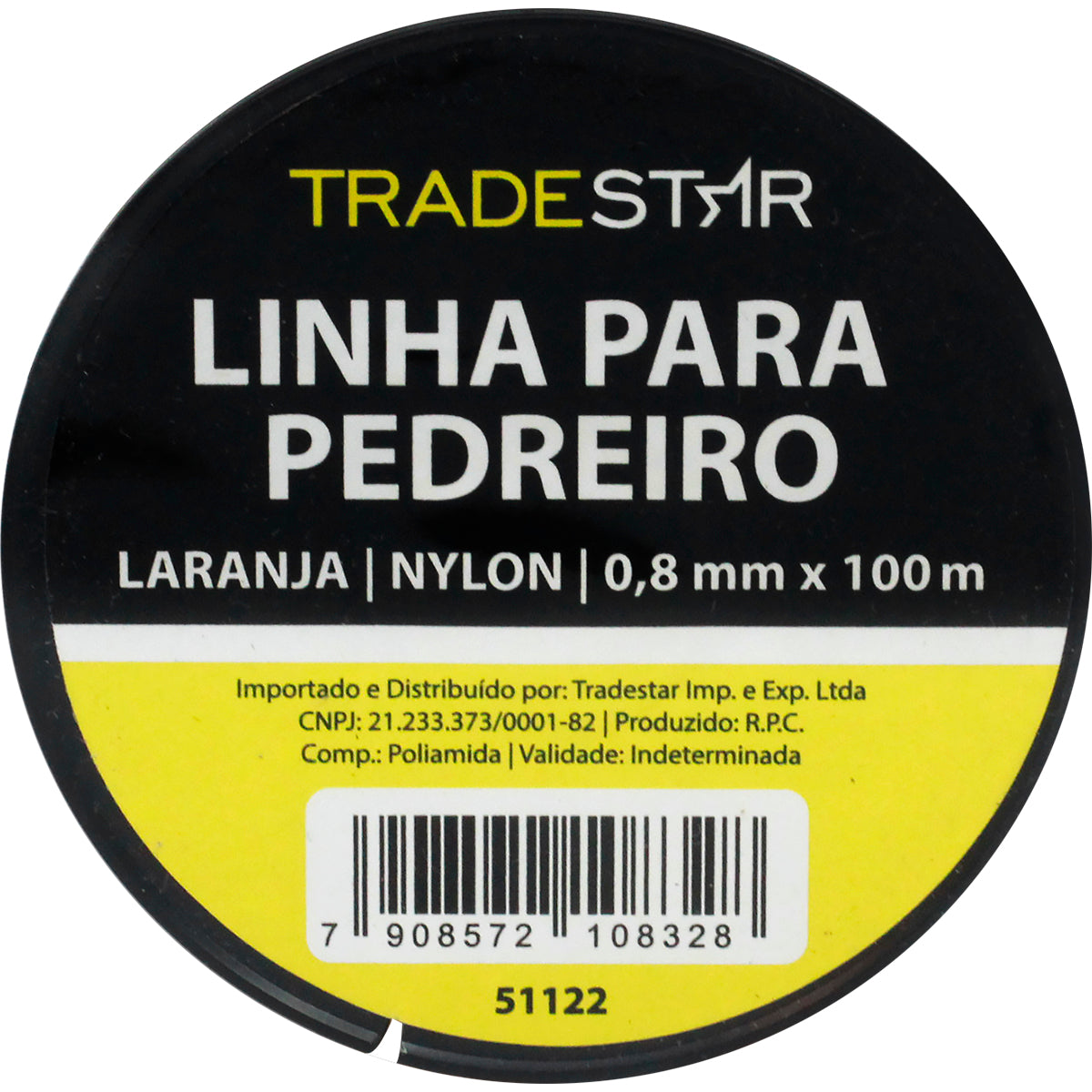 Linha para pedreiro nylon lisa laranja Tradestar 0,8mm x 100m (kit com 2 unidades) - Ideal para construção civil, marcação e alinhamento em alvenaria. Resistente e durável.