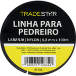 Linha para pedreiro nylon lisa laranja Tradestar 0,8mm x 100m (kit com 2 unidades) - Ideal para construção civil, marcação e alinhamento em alvenaria. Resistente e durável.