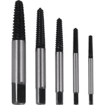 Jogo Saca Parafuso Quebrado Macho Rosca Esquerda Tradestar 3 a 18mm - Conjunto de 5 peças em aço cromo-molibdênio para remoção de parafusos danificados. Ideal para mecânica, construção e reparos domésticos. Ferramenta essencial para extrair parafusos quebrados em madeira, metal e plástico.