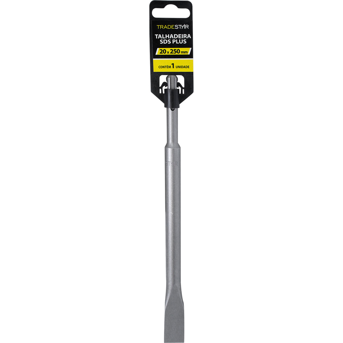 Talhadeira SDS Plus CRV Tradestar 14x250x20mm para martelete, ideal para demolição e trabalhos pesados em construção e reformas. Fabricada em aço CRV de alta resistência.