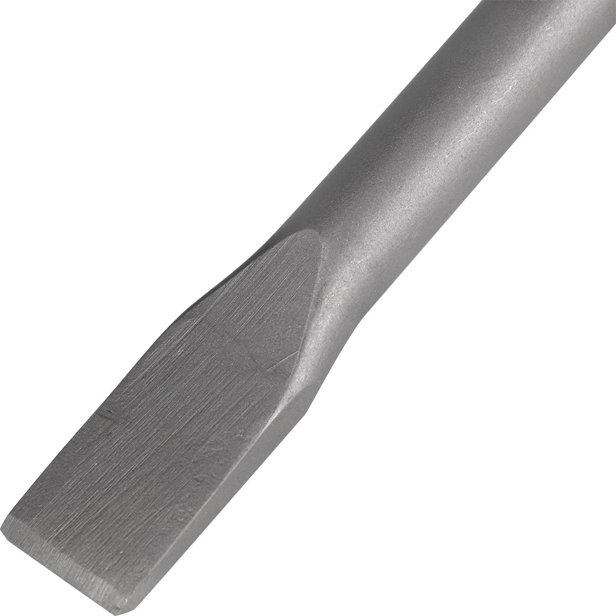 Talhadeira SDS Max CRV Tradestar 18x400x25mm para martelete, ferramenta de demolição em aço CRV, ideal para quebrar concreto, alvenaria e remover pisos. Detalhe da ponta da talhadeira.