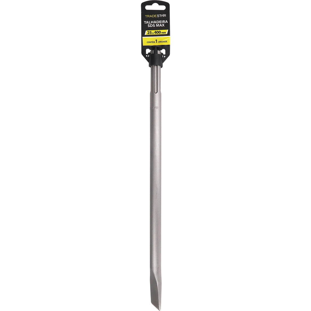 Talhadeira SDS Max CRV Tradestar 18x400x25mm para martelete, ideal para demolição em concreto, alvenaria e pedra. Ferramenta de aço CRV resistente e durável para construção e reformas.