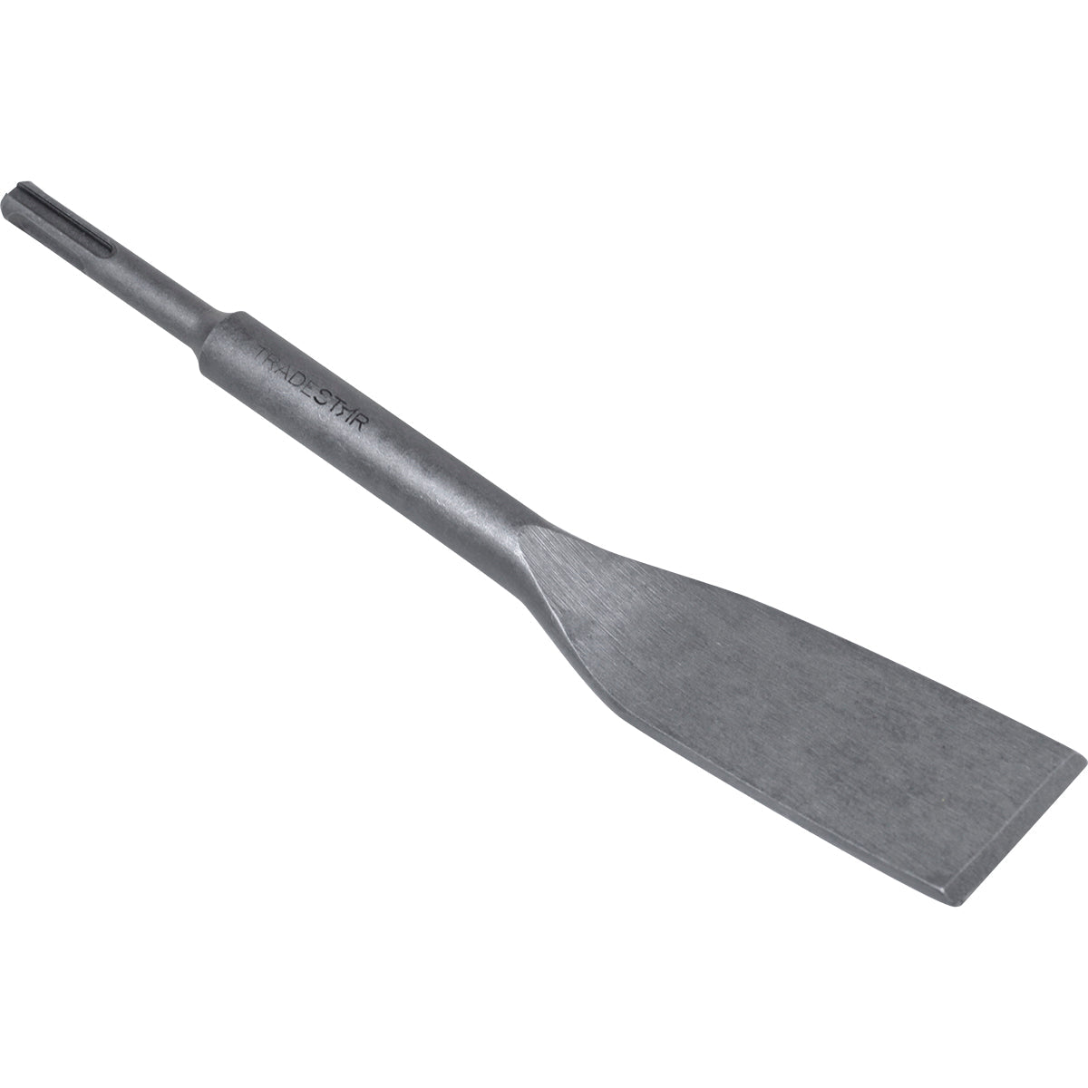 Talhadeira SDS Curva CRV Tradestar para martelete, 16x265x40mm, ideal para demolição de concreto e alvenaria. Ferramenta de aço CRV resistente, com encaixe SDS Plus e ponta curva para facilitar o trabalho em áreas difíceis.