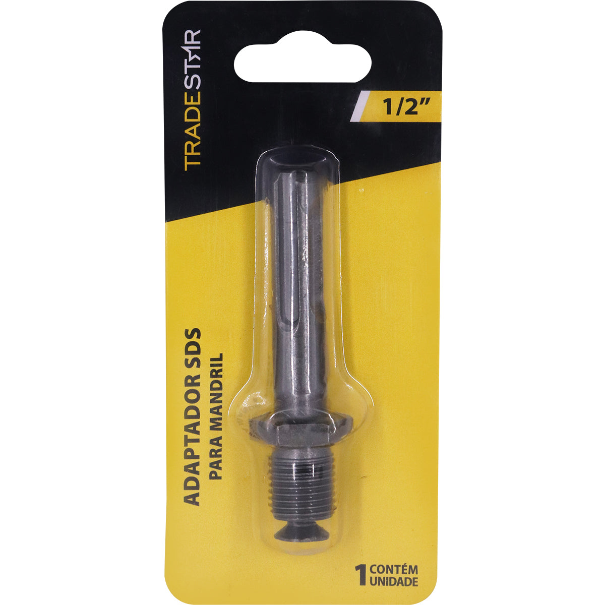 Adaptador SDS para Mandril 1/2" Tipo SDS Plus Tradestar - Adaptador de aço cromo vanádio para adaptar mandril tradicional em máquinas com encaixe SDS Plus, ideal para perfurações e trabalhos em diversas superfícies. Ferramenta intercambiável Tradestar.