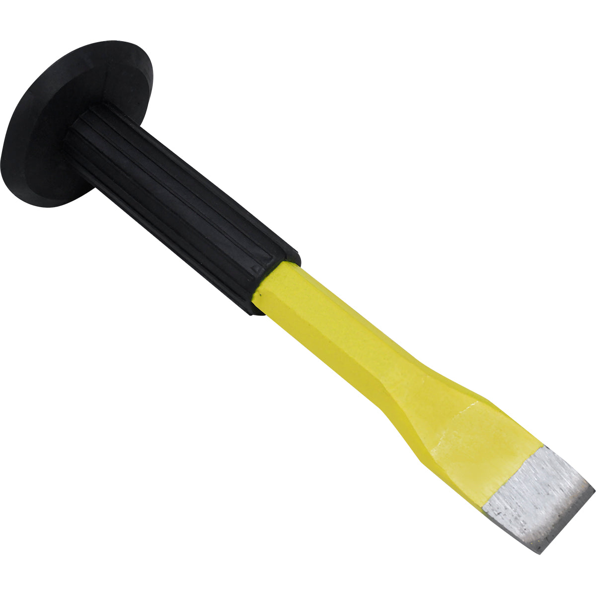 Talhadeira Manual Aço 8"x18MM Tradestar com empunhadura emborrachada, ferramenta para construção civil e reformas. Ideal para abrir dutos, fazer furos, cortar tijolos e lascar pedras. Fabricada em aço carbono resistente e durável.