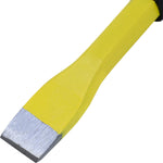 Talhadeira Manual Aço 8"x18MM Tradestar com empunhadura amarela, ferramenta para construção civil e reformas. Ideal para abrir dutos, fazer furos, cortar tijolos e alvenaria. Fabricada em aço carbono com empunhadura emborrachada para maior segurança e conforto.