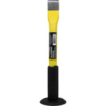Talhadeira Manual Aço 10"x18MM Tradestar com empunhadura, ferramenta para construção civil e reformas. Ideal para abrir dutos, fazer furos, cortar tijolos e demolir alvenaria. Fabricada em aço carbono com empunhadura emborrachada para maior segurança e conforto. Dimensões: 25cm comprimento, 2cm diâmetro, 2.5cm ponteira. Peso: 520g. Ferramenta Tradestar para trabalhos de construção e reparos.