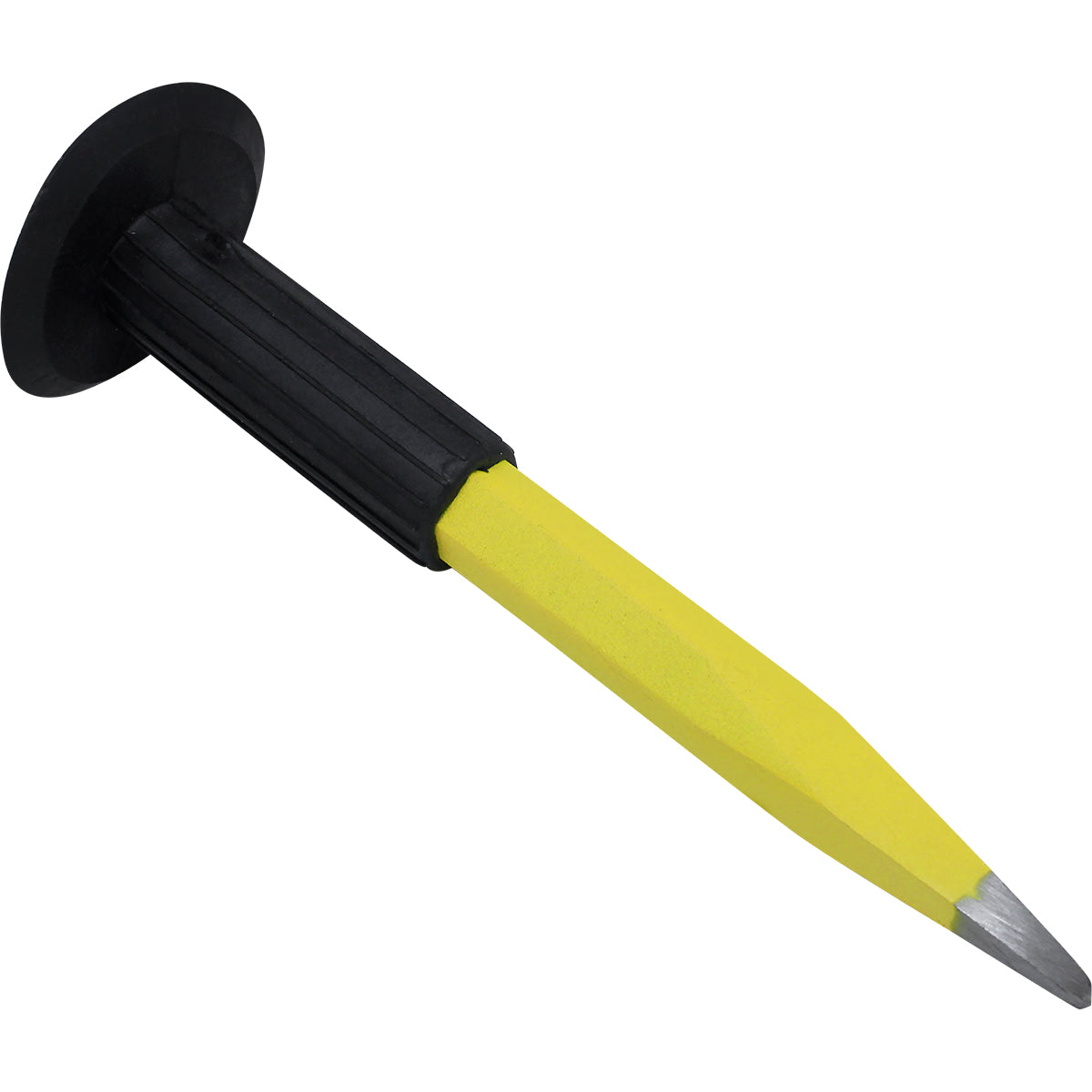 Ponteiro Redondo Aço 8"x18MM Tradestar com empunhadura emborrachada, ferramenta para construção civil e reformas, ideal para retirar excessos de concreto e cortes em alvenaria. Fabricado em aço carbono resistente e durável.