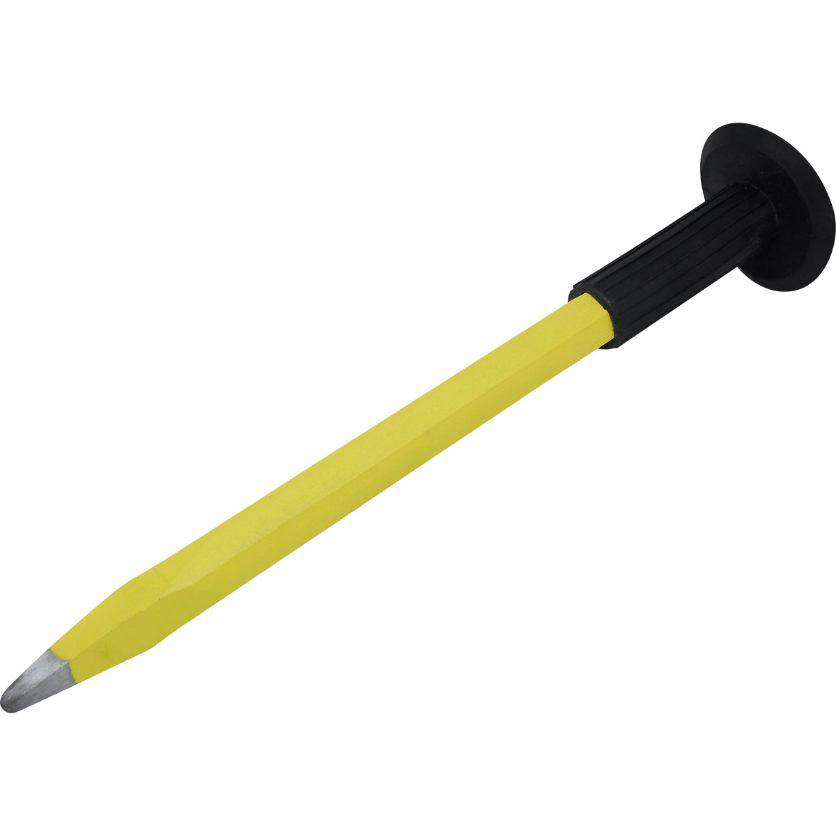 Ponteiro Redondo Aço 12"x18MM Tradestar com empunhadura emborrachada, ferramenta para construção civil e reformas. Ideal para retirar excessos de concreto e cortes em alvenaria. Fabricado em aço carbono resistente com acabamento em tinta eletrostática. Dimensões: 30cm comprimento, 2cm diâmetro, 0,5cm ponteira. Ferramenta original, nova e com garantia.