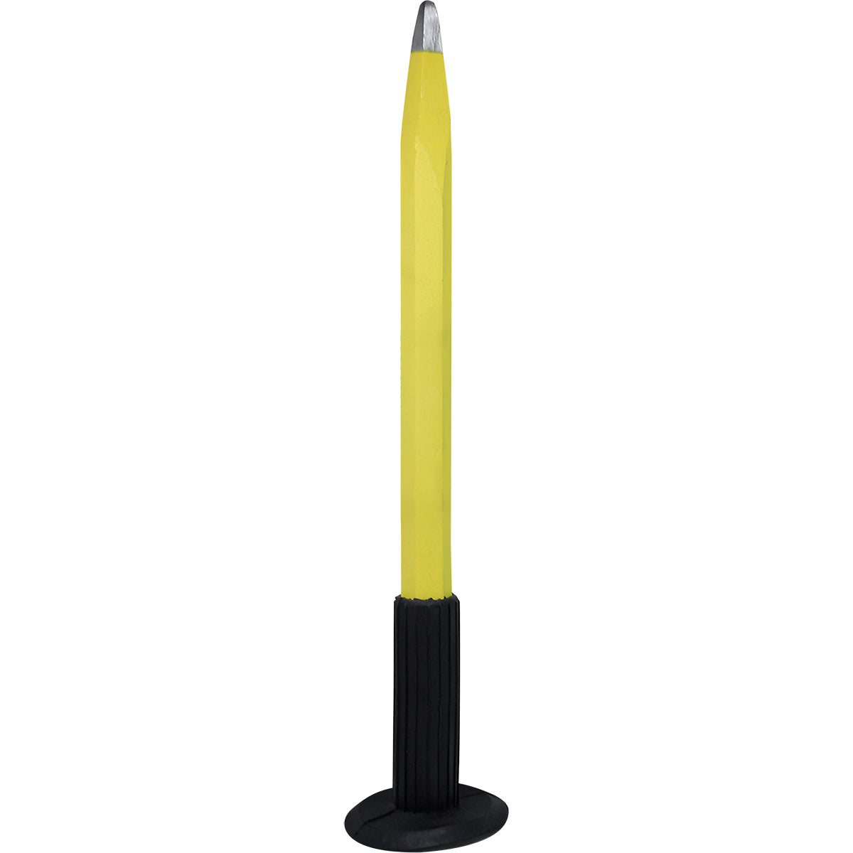 Ponteiro Redondo Aço 12"x18MM Tradestar com empunhadura emborrachada, ideal para construção civil e reformas. Ferramenta de aço carbono resistente para retirar excessos de concreto e cortes em alvenaria. Acabamento com tinta eletrostática, garantia e envio imediato.