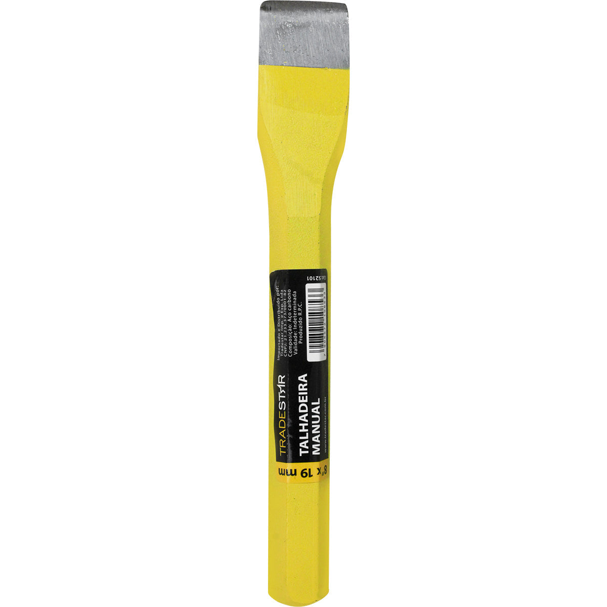Talhadeira Sextavada Manual em Aço 8"x 19MM Tradestar - Ferramenta para construção civil e reformas, ideal para abrir dutos, fazer furos, cortar tijolos e lascar pedras. Fabricada em aço carbono com acabamento em tinta eletrostática. Compre na JJC Ferramentas e garanta qualidade e entrega rápida.