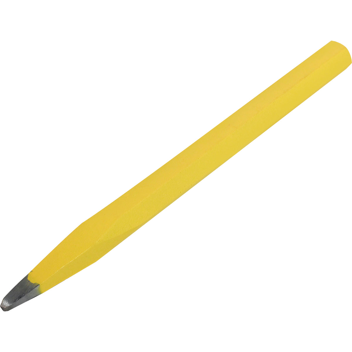 Ponteiro Redondo em Aço 10"x 19MM Tradestar amarelo, ferramenta para construção civil e reformas, ideal para retirar excessos de concreto e cortes em alvenaria. Fabricado em aço carbono resistente e durável.