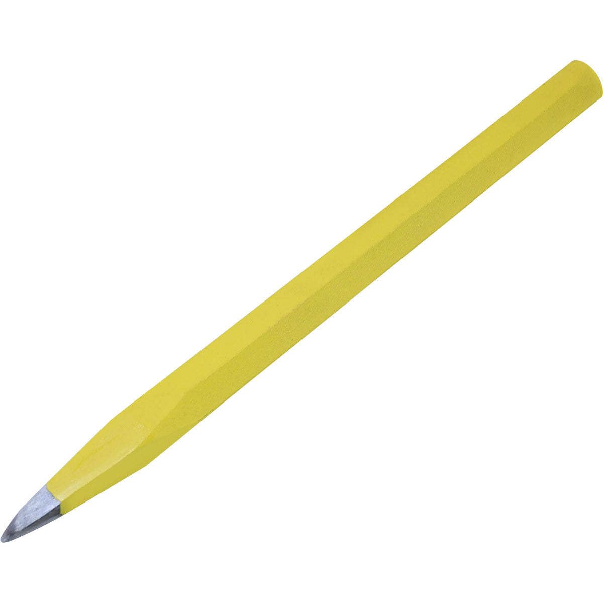 Ponteiro Redondo em Aço Tradestar 12"x 19MM amarelo, ferramenta para construção civil e reformas, ideal para retirar excessos de concreto e cortes em alvenaria. Fabricado em aço carbono resistente e durável.