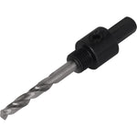 Suporte Adaptador Serra Copo C/ Broca Piloto 3/8 Tradestar para cortes precisos em madeira, metal e plástico. Adaptador para furadeira com broca piloto de aço resistente. Ideal para marcenaria, construção civil e bricolagem. 52401 - Suporte para serra copo de 13 a 30 mm.