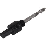 Suporte Adaptador Serra Copo Tradestar com Broca Piloto 3/8" - Ferramenta para cortes precisos em madeira, metal e plástico. Ideal para marcenaria, construção civil e bricolagem. Compatível com serras copo de diversos diâmetros.