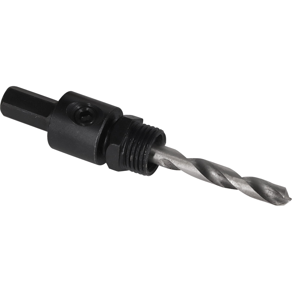 Adaptador e suporte para serra copo bimetal Tradestar, ideal para cortes precisos em metal, madeira, plástico e gesso. Kit com mandril e broca piloto, ferramenta essencial para construção civil, carpintaria, instalações elétricas e hidráulicas.