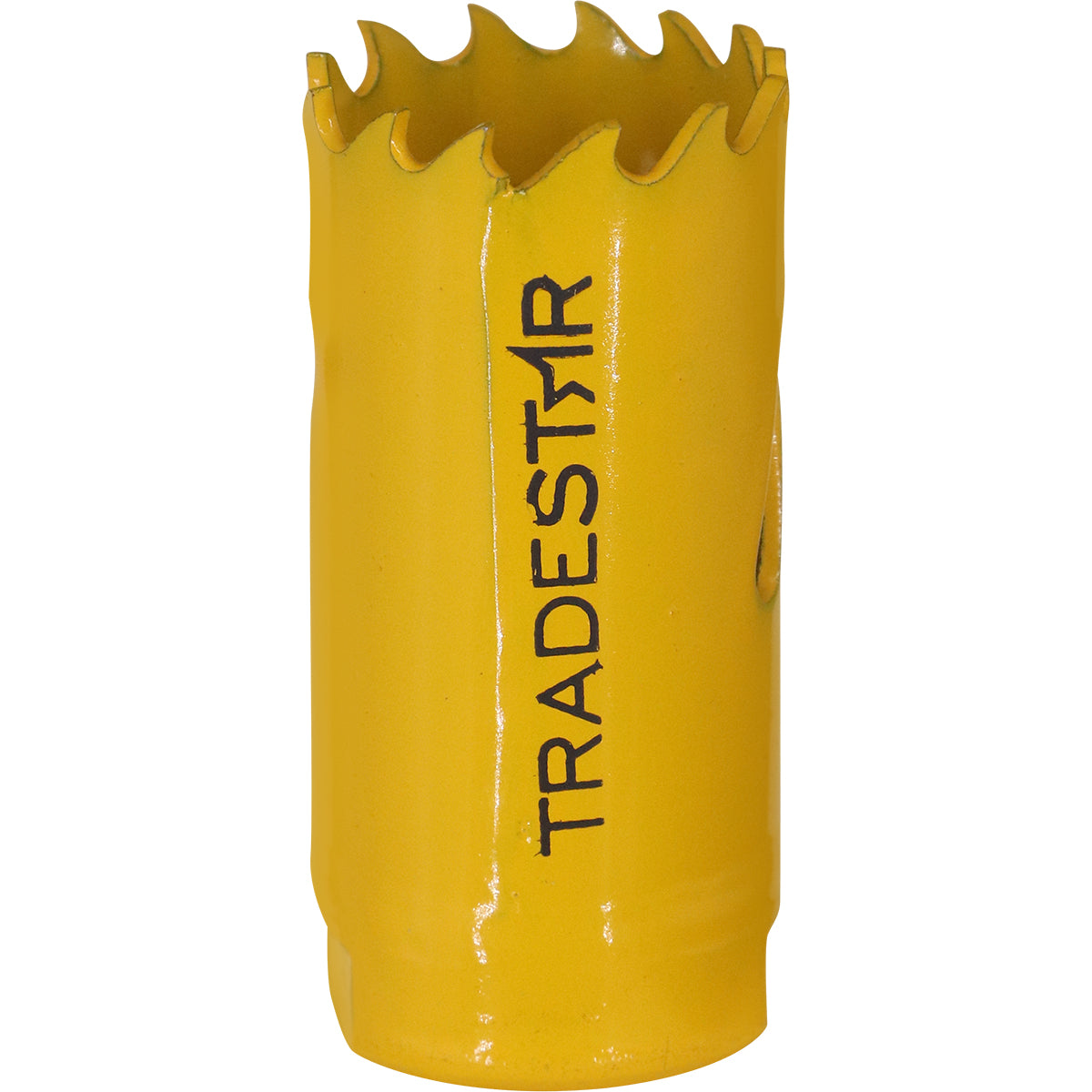 Serra Copo Bimetal Broca 25mm Corte Metal Geral Tradestar - Serra copo amarela com dentes para corte em metal, ideal para construção, marcenaria e indústria. Ferramenta Tradestar para cortes precisos e rápidos.