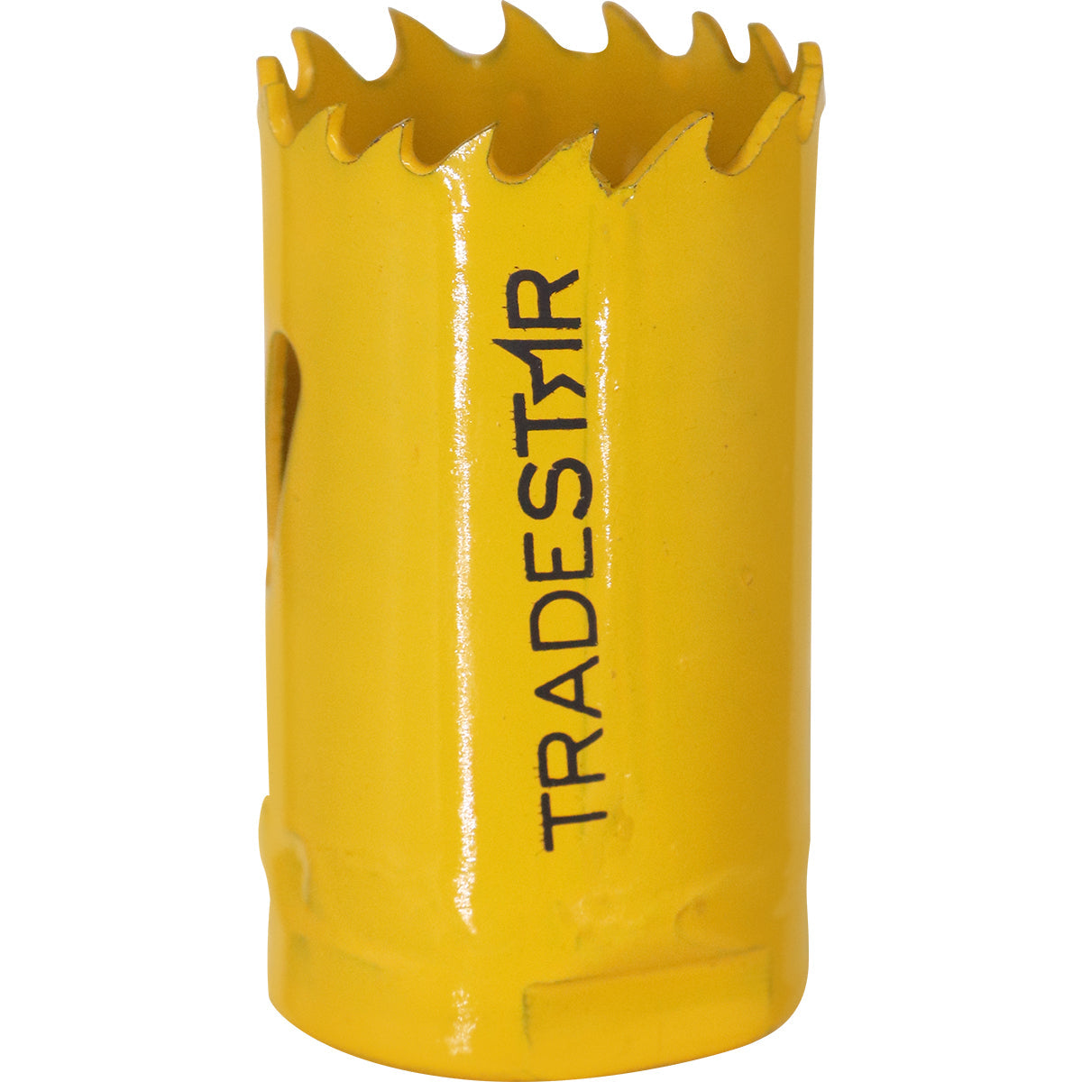 Serra Copo Bimetal Broca 29mm Corte Metal Geral Tradestar - Serra copo amarela com dentes afiados, ideal para cortes precisos em metal, madeira, plásticos e gesso. Ferramenta Tradestar para uso em marcenaria, construção civil e indústrias.