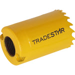 Serra Copo Bimetal Broca 32mm Corte Metal Geral Tradestar. Serra copo amarela para corte preciso em metais, ideal para uso profissional e industrial. Ferramenta Tradestar para construção civil, marcenaria e indústrias.