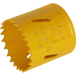 Serra Copo Bimetal Broca 44mm Corte Metal Geral Tradestar - Serra copo amarela com dentes afiados, ideal para cortes precisos em metal, madeira, plásticos e gesso. Ferramenta bimetálica de alta durabilidade para uso em marcenaria, construção civil e indústrias.