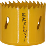Serra Copo Bimetal Broca 51mm Corte Metal Geral Tradestar - Serra copo amarela com dentes afiados, ideal para cortes precisos em metais, madeira, plásticos e gesso. Ferramenta bimetálica resistente e durável, perfeita para uso em marcenaria, construção civil e indústrias.