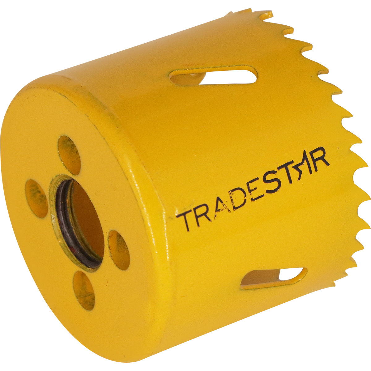 Serra Copo Bimetal Broca 51mm Corte Metal Geral Tradestar - Serra copo amarela para corte em metal, ideal para uso em marcenaria, construção civil e indústrias. Ferramenta bimetálica resistente e precisa para cortes rápidos e eficientes.