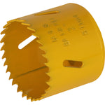 Serra Copo Bimetal Broca 51mm Corte Metal Geral Tradestar - Serra copo amarela com dentes afiados, ideal para cortes precisos em metais, madeira, plásticos e gesso. Ferramenta bimetálica de alta durabilidade para uso em marcenaria, construção civil e indústrias.