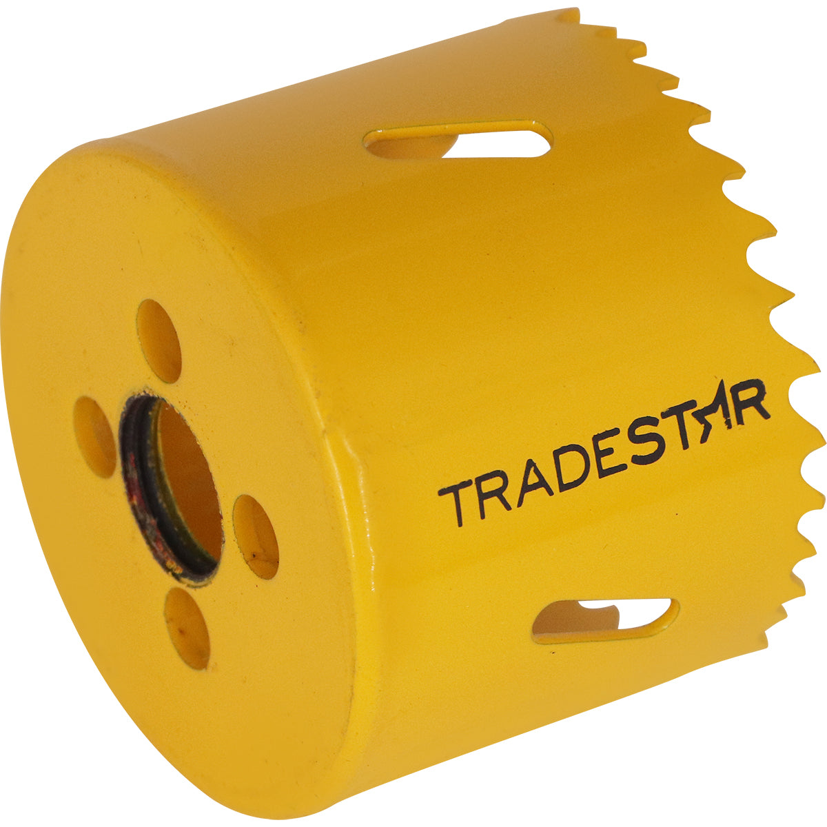 Serra Copo Bimetal Broca 57mm Corte Metal Geral Tradestar - Serra copo amarela para corte preciso em metais, ideal para construção civil, marcenaria e indústrias. Ferramenta bimetálica durável e resistente.