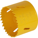Serra Copo Bimetal Broca 57mm Corte Metal Geral Tradestar - Serra copo amarela para cortes precisos em metal, ideal para construção civil, marcenaria e indústrias. Ferramenta bimetálica resistente e durável para cortes rápidos e eficientes.