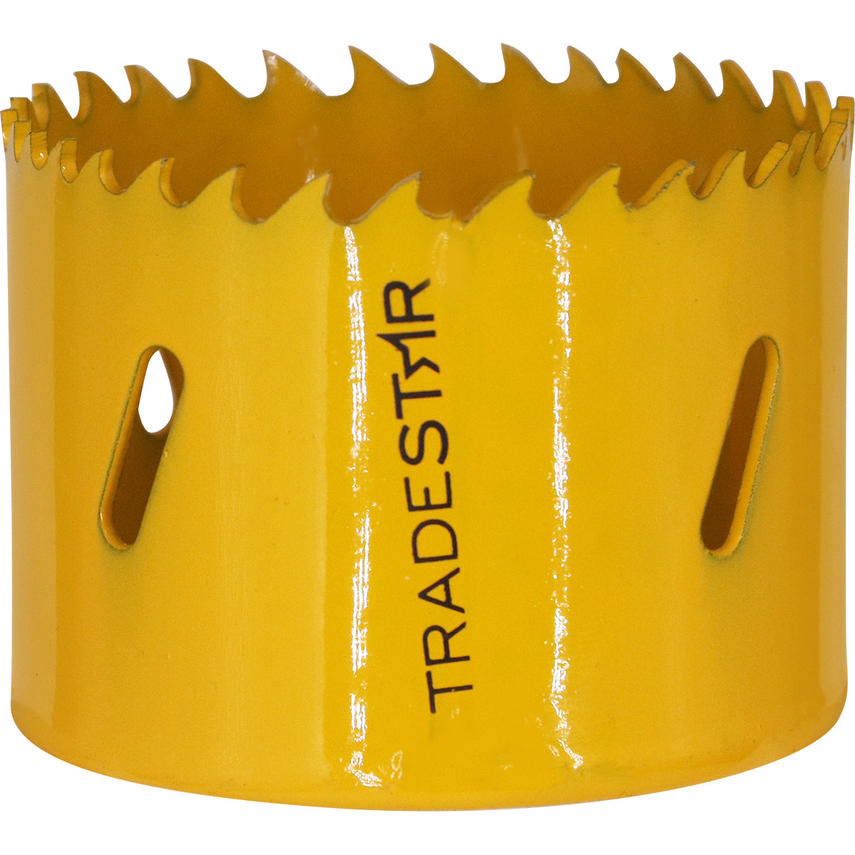 Serra Copo Bimetal Broca 60mm Corte Metal Geral Tradestar - Serra copo amarela com dentes afiados, ideal para cortes precisos em metal, madeira, plásticos e gesso. Ferramenta Tradestar para uso profissional e industrial.