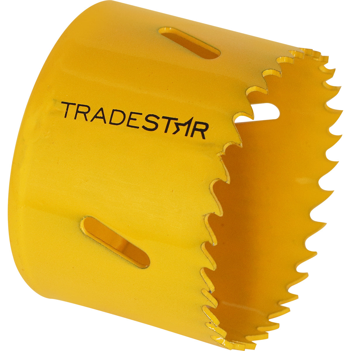 Serra Copo Bimetal Broca 60mm Corte Metal Geral Tradestar - Serra copo amarela com dentes afiados, ideal para cortes precisos em metal, madeira, plásticos e gesso. Ferramenta Tradestar para uso profissional e industrial.